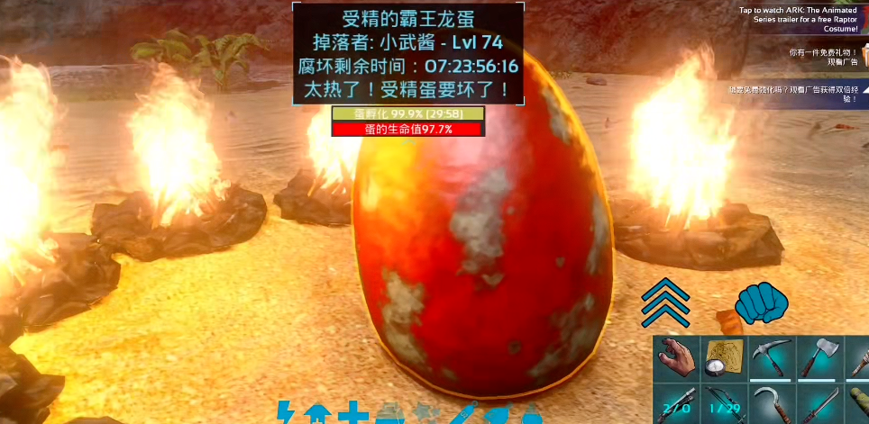 方舟生存进化手游怎么孵化恐龙蛋