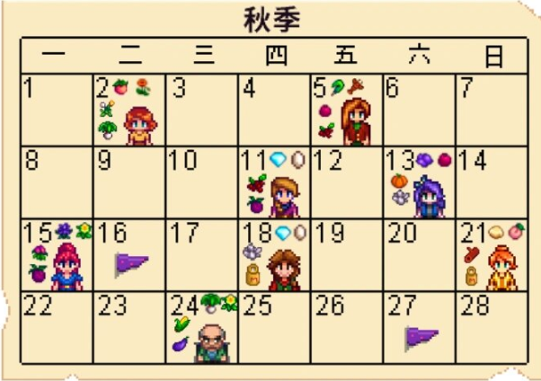 星露谷物语人物生日作用